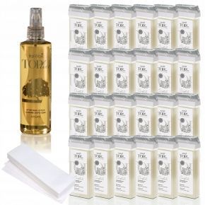Zestaw 24x ItalWax Top Line Crystal Wosk żelowy w rolce 100ml  balsam  paski do depilacji