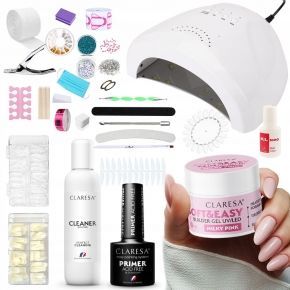 Claresa Zestaw startowy do żelu lampa 48W 1x Builder Gel Soft&Easy 12g kolor do wyboru preparaty akceso