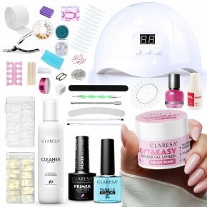 Zestaw do przedłużania paznokci Claresa Soft&Easy 1x żel 12g  lampa  preparaty  akcesoria