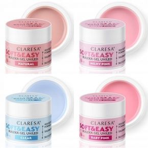 Zestaw do przedłużania paznokci Claresa Soft&Easy 1x żel 12g  lampa  preparaty  akcesoria