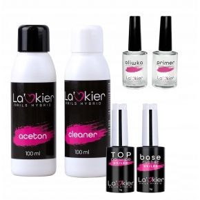 Zestaw do manicure hybrydowego 16x La’kier  lampa UV/LED  frezarka  akcesoria