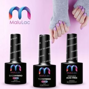 Zestaw do manicure hybrydowego 16x Malulac  lampa UV/LED  frezarka  akcesoria