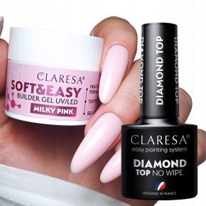 Claresa zestaw budujący do paznokci Soft&Easy Builder Gel 90ml Top Diamond No Wipe GRATIS