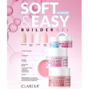 Claresa zestaw budujący do paznokci Soft&Easy Builder Gel 90ml  Top Diamond No Wipe GRATIS