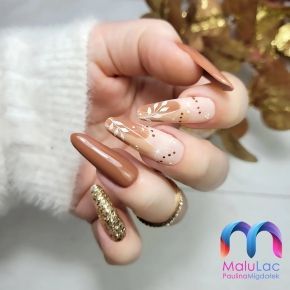 Brązowo złote paznokcie MaluLac