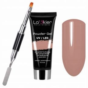 Akrylożel zestaw do przedłużania paznokci La’kier Powder Gel Light Brown 50ml  dwustronny pedzelek ze szpatułk