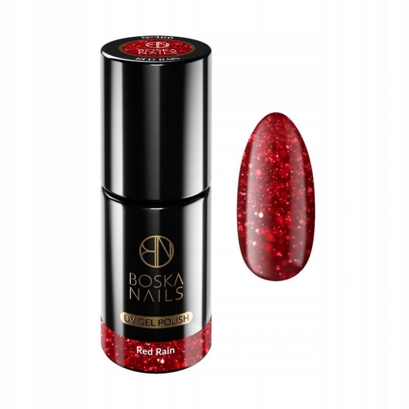 Boska Nails 366 Red Rain brokatowy lakier hybrydowy 6ml Boska Nails 366 Red Rain brokatowy lakier hybrydowy 6ml