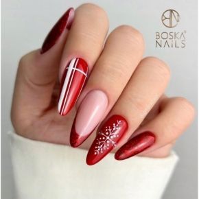 Boska Nails 366 Red Rain brokatowy lakier hybrydowy 6ml
