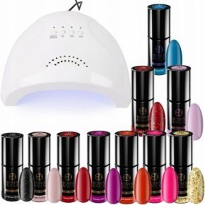 Boska Nails Zestaw startowy do hybrydy lampa UV LED  10 x lakier hybrydowy