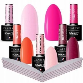 Claresa zestaw 5 x lakier hybrydowy  10 x pilnik GRATIS