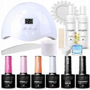Claresa Zestaw startowy do manicur 4 x lakier hybrydow  lampa UV  GRATISY