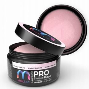 Zestaw do przedłużania paznokci żelem MaluLac PRO Simple Shape Sparkly Pink 45g  komplet 10 pędzelków