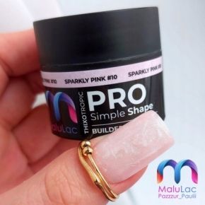 Zestaw do przedłużania paznokci żelem MaluLac PRO Simple Shape Sparkly Pink 45g  komplet 10 pędzelków