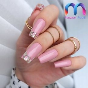 Zestaw do przedłużania paznokci żelem MaluLac PRO Simple Shape Sparkly Pink 45g  komplet 10 pędzelków