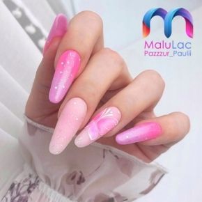 Zestaw do przedłużania paznokci żelem MaluLac PRO Simple Shape Sparkly Pink 45g  komplet 10 pędzelków