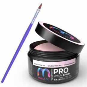 Zestaw do przedłużania paznokci żelem MaluLac PRO Simple Sparkly Pink 12g  1 pędzelek