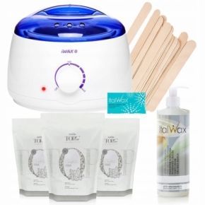 Zestaw startowy do depilacji woskiem 3 x ItalWax wosk w dropsach Crystal Pearl 100ml  podgrzewacz  akcesoria