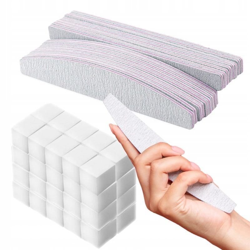 Zestaw do stylizacji paznokci 50x pilnik łódka zebra 180/240 + 30x mini polerka