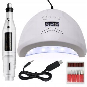 Zestaw urządzeń do stylizacji paznokci: lampa UV/LED + frezarka USB