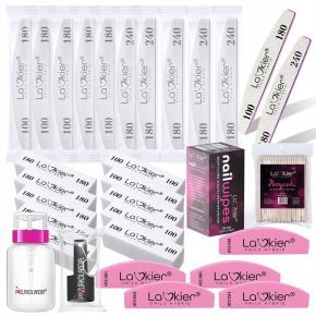 La'kier duży zestaw do manicure pilniki, bloki, polerka, waciki + GRATISY