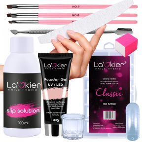 La’kier zestaw do akrylożelu Powder Gel 30 ml + formy Classic + Slip Solution + pędzel + naczynko