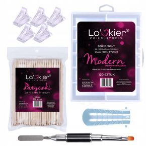 La’kier Zestaw Modern do przedłużania paznokci akrylożelem formy + patyczki + pędzelek + zaciskarka