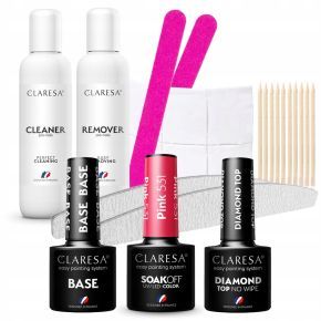 Claresa mini zestaw startowy do hybrydy 1 x lakier hybrydowy + Baza + Top + preparaty + akcesoria