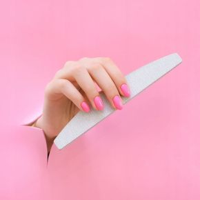 Zestaw do stylizacji paznokci 50x pilnik łódka półksiężyc biały 100/180 + 10x polerka łódka 100/180