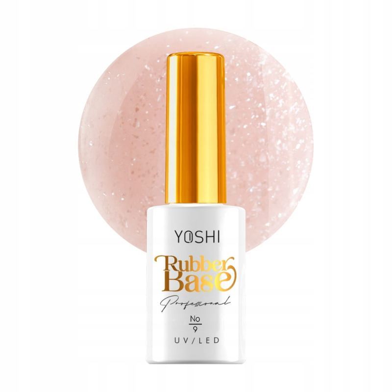 Yoshi Rubber Base Glitter 9 baza kauczukowa do paznokci hybrydowych 10ml