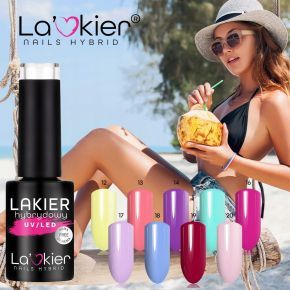 Zestaw La’kier Summer Feelings 9 x lakier hybrydowy Hema Free + Top Extra Matt No Wipe + Top Powerful Glass