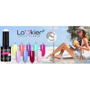 Zestaw La’kier Summer Feelings 9 x lakier hybrydowy Hema Free + Top Extra Matt No Wipe + Top Powerful Glass