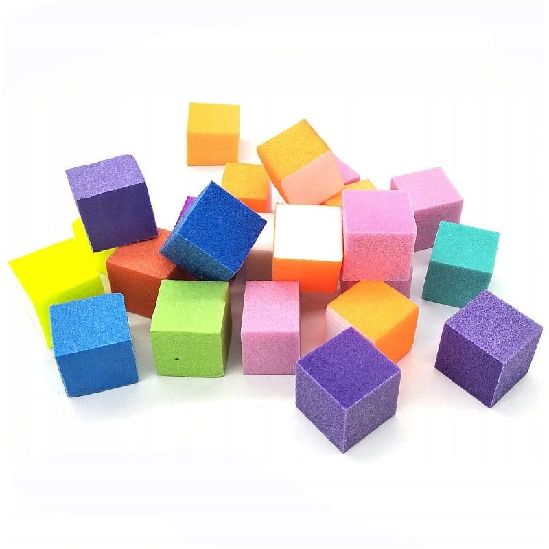 30x Polerka mini blok polerski do paznokci kolorowa kostka sześcian