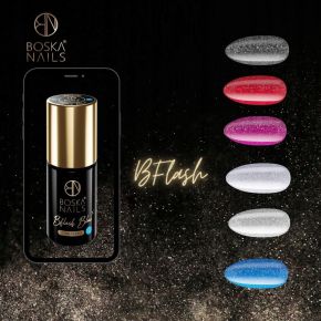 Boska Nails 370 BFlash Blue brokatowy lakier hybrydowy 6ml