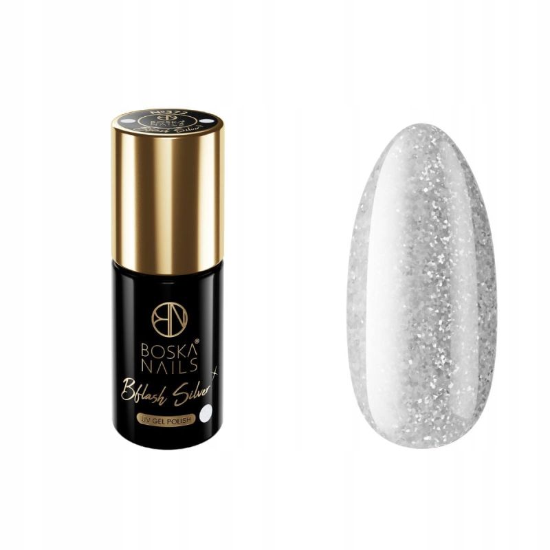 Boska Nails 372 Bflash Silver brokatowy lakier hybrydowy 6ml