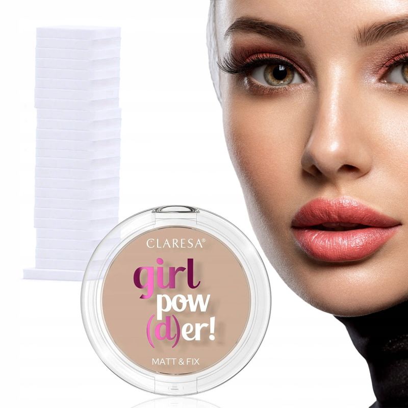 Claresa Girl Pow(d)er! 03 Sunkissed puder prasowany do twarzy + 25 x lateksowe gąbeczki do makijażu