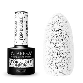 Claresa Top Bubble Black Mat No Wipe - matowy top (bez przemywania) z czarnymi drobinkami 5g