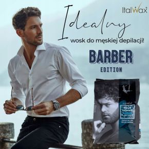 ItalWax Pour Homme Film Wax Barber Edition 100g - turkusowy metaliczny wosk twardy w granulkach do depilacji bezpaskowej męskiej twarzy