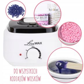 ItalWax Zestaw do depilacji 2x wosk twardy 250g + podgrzewacz 500ml 100W + lotion + talk + szpatułki
