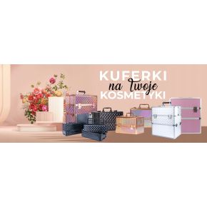 Kuferek na lakiery hybrydowe na 15 lakierów etui usztywniane z segregatorem piankowym fioletowy suwak