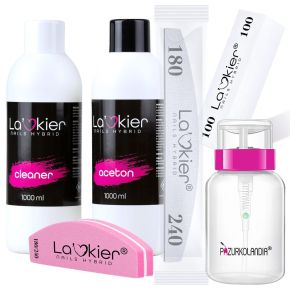 La'kier profesjonalny zestaw do manicure cleaner 1l + aceton 1l + akcesoria