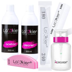 La'kier profesjonalny zestaw do manicure cleaner 500ml + aceton 500ml + akcesoria