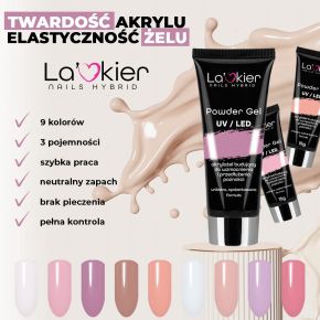 La’kier zestaw akrylożelowy budujący do paznokci Powder Gel 50ml + Top No Wipe + Baza