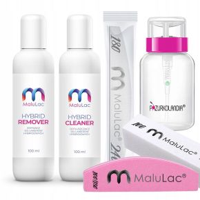 MaluLac profesjonalny zestaw do manicure cleaner 100ml + aceton 100ml + akcesoria