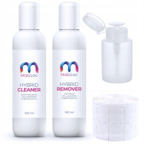 MaluLac zestaw Cleaner + Remover 2 x 100ml + waciki + dozownik