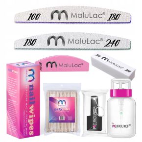 MaluLac zestaw hybrydowy do paznokci 10 x lakier + akcesoria GRATIS
