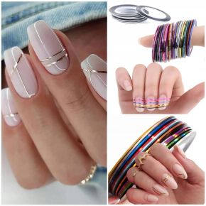 Tasiemka do zdobień i stylizacji paznokci - wzór 4 White 1mm