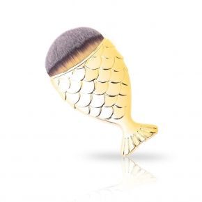 Pędzel rybka syrenka do pyłu makijażu Chubby Mermaid Brush kolor gold złoty