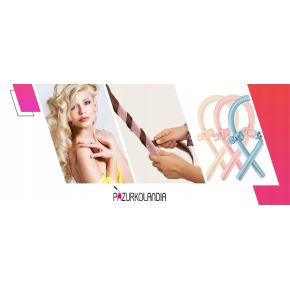 Wałek do kręcenia włosów + 2 x gumki typu scrunchies + spinka jasny beż