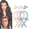 Wałek do kręcenia włosów + 2 x gumki typu scrunchies + spinka jasny beż - 4