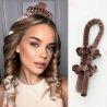 Wałek do kręcenia włosów + 2 x gumki typu scrunchies + spinka jasny beż - 9